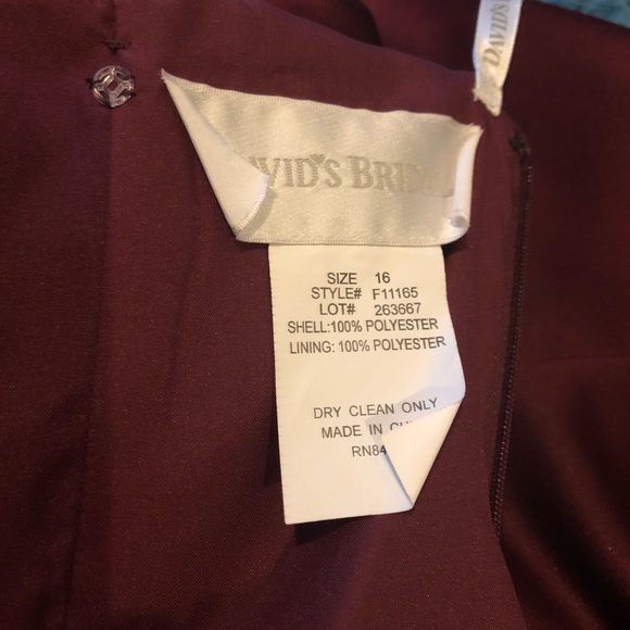 David’s Bridal Dress Wine 16 F11165 - Picture 8 of 11